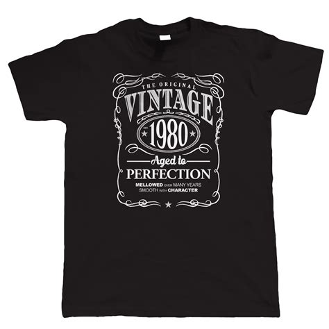 Vintage 1980 Aged To Perfection Mens T Shirt Birthday T For Him Dad