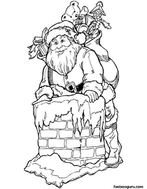 printable santa claus    chimney coloring pages printable