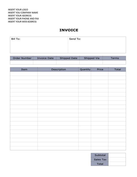 Free Printable Invoice Template Microsoft Word Printable Templates