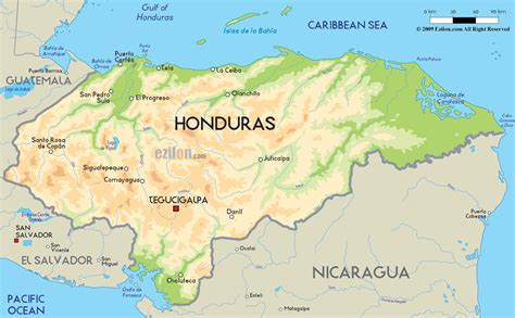 road map  honduras  honduras road maps
