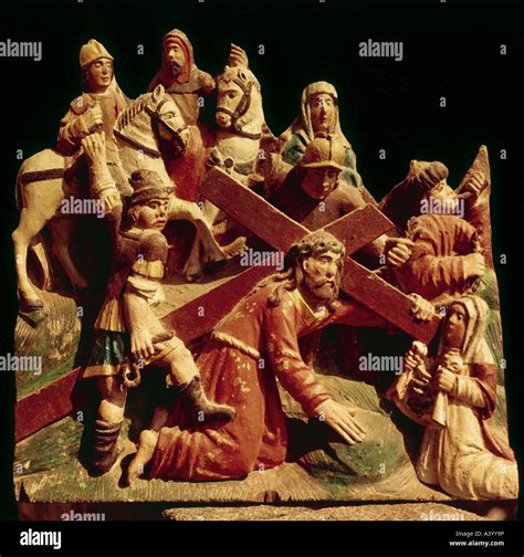 fine arts religious art jesus christ passion falling under the cross