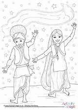 Bhangra Colouring Dance Pages Coloring Dancing Drawing Kids Vaisakhi Girl Boy Colour Kindergarten Punjabi School Easy Drawings Indian Family Culture sketch template