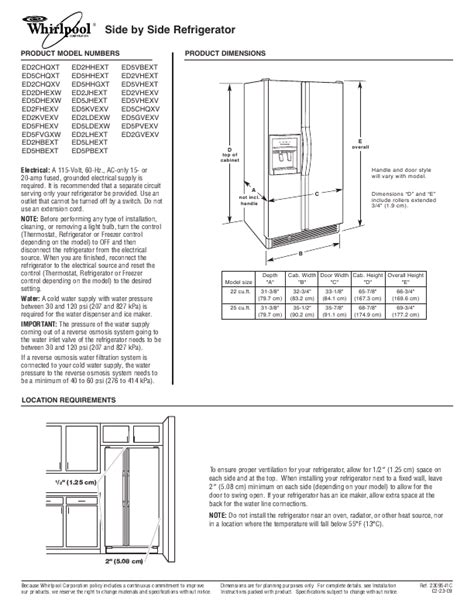 whirlpool refrigerator edfhexv users guide manualsonlinecom