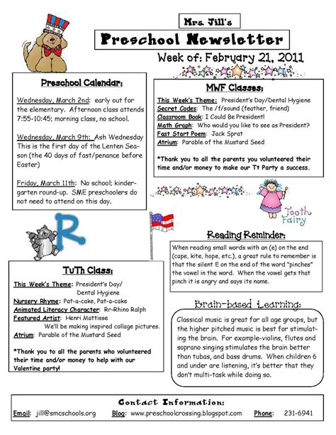 preschool crossing       weekly newsletter