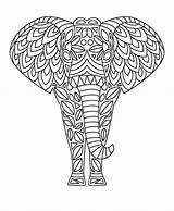 Coloring Zentangle Elefanten Everfreecoloring sketch template