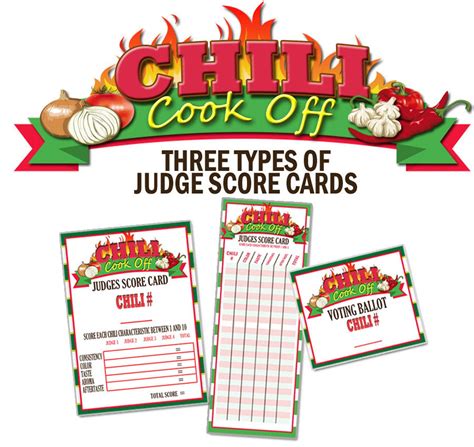 chili cook  score cards chili cook  judges score cards etsy