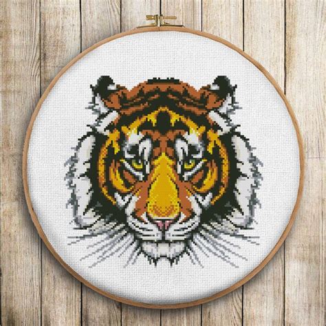 cross stitch pattern tiger instant   tiger etsy uk