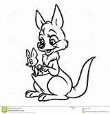 Kangaroo Baby Coloring Mother Pages Illustration sketch template