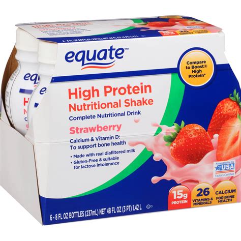 equate strawberry high protein nutritional shakes  fl oz  ct walmartcom