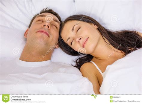 Happy Couple Sleeping In Bed Stock Image Image Of Asleep
