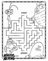 Maze Coloring Aliens Vs Monsters Monster Printable Pages Ecoloringpage Kids sketch template