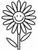 Flower Coloring Smiling Daisy Cliparts Printable Cartoon Favorites Add Clipart sketch template