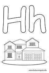 Letter Coloring Alphabet House Flash Flashcard Outline Pages Cards Sound sketch template
