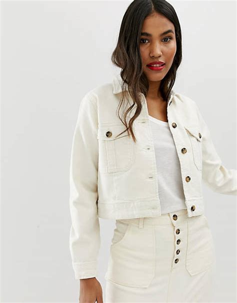asos design denim premium utility jacket in off white asos