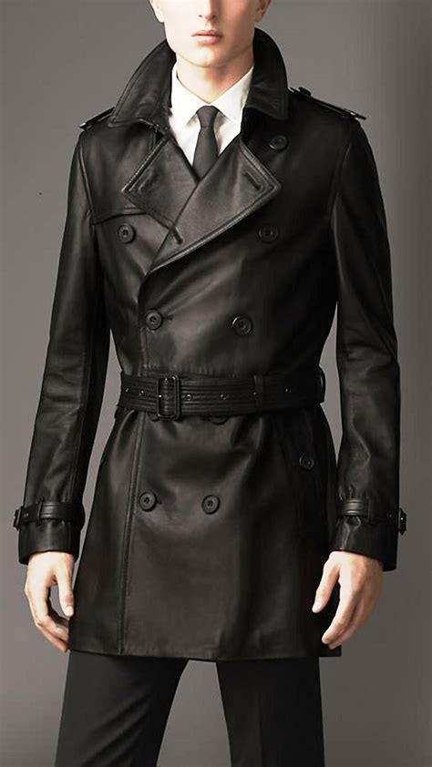 Men S Black Leather Jacket Lambskin Leather Trench Coat Long Coat Over