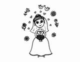 Coloring Bride Flowers Weedings Coloringcrew Pages sketch template