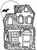 Halloween Coloring House Pages Haunted Spooky Printable Castle Scary Drawing Color Print Moon Creepy Kids Happy Houses Clipart Kid Big sketch template
