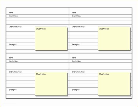 note card template      printable blank vocabulary cards