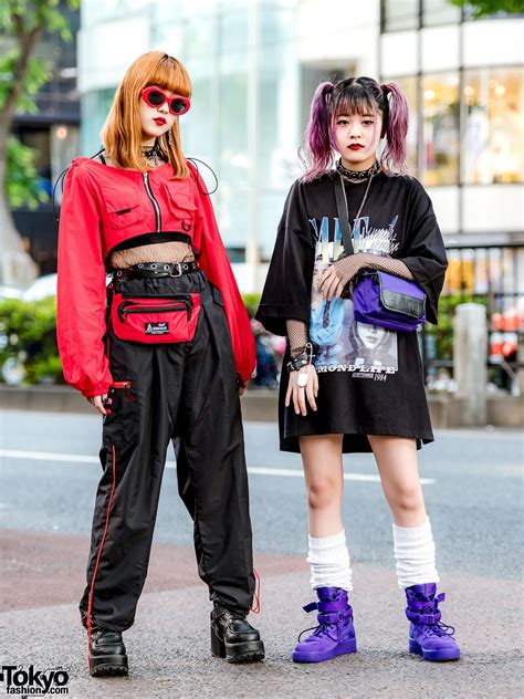 harajuku girls sporting two tone street styles with twin tails waist