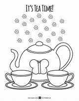 Tea Coloring Party Pages Time Printable Shop Getdrawings sketch template