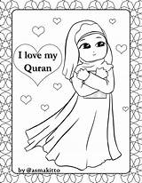Coloring Muslim Quran Girls Pages Kids Girl Ramadan Children Islamic Colouring Islam Color Print Activities Praying Choose Board Save Craft sketch template