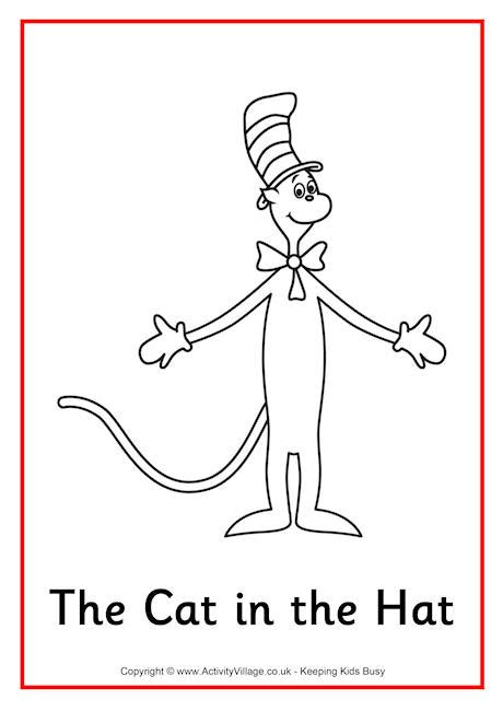 cat   hat colouring page