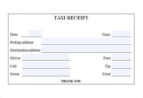 taxi receipt templates word excel formats blank taxi