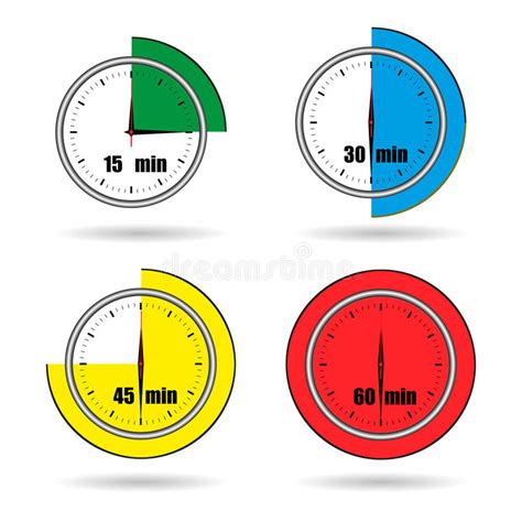 Clock Icons Stopwatch Time From 15 Minutes To 60 Minutes