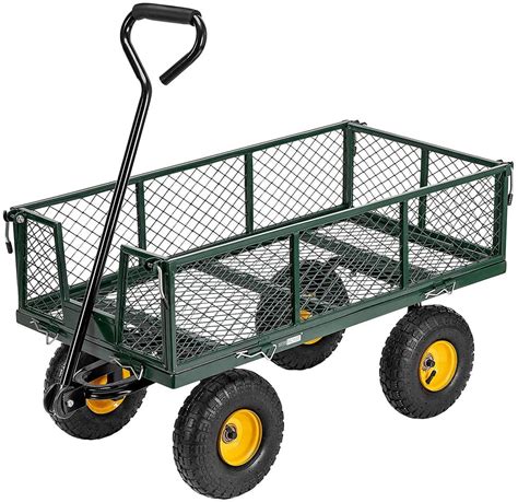 heavy duty  lbs capacity mesh steel garden cart folding utility wagon green walmartcom