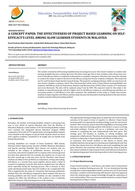 concept paper  effectiveness  project based learning