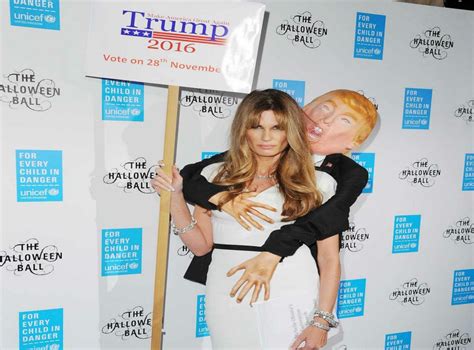 jemima goldsmith dresses as melania trump being groped by donald trump