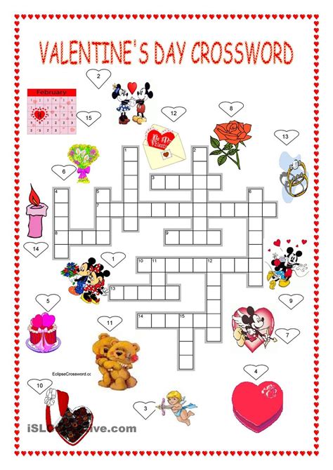 valentine crossword puzzles printable