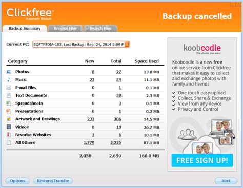 clickfree   advanced  powerful application  helps  create backups