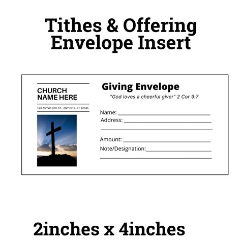 church tithes  offering envelope insert template editable envelope