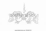 Kissing Fish Illustration Vector Cartoon Linear sketch template