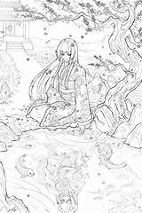 Geisha Deviantart Coloring Pages Para Japanese Colorir Yuumei Desenhos Gueixa Adult Anime Ausmalbilder Girl Commission Temple Lineart Drawing Drawings Visit sketch template
