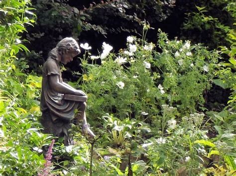 girl reading garden statue bronze effect sculpture