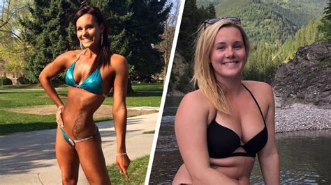former bodybuilder posts before and after photo to encourage self love