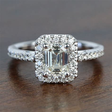 square diamond halo engagement ring  ct emerald diamond