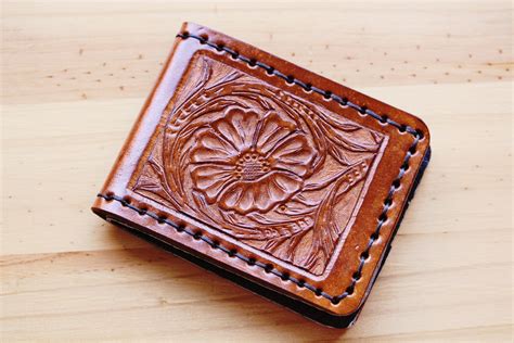 hand tooled leather wallet handmade mens leather wallet etsy