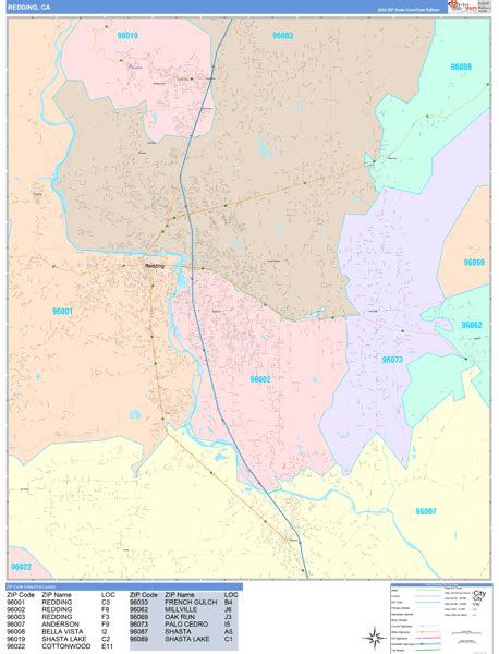 Redding California Wall Map Color Cast Style By Marketmaps Mapsales