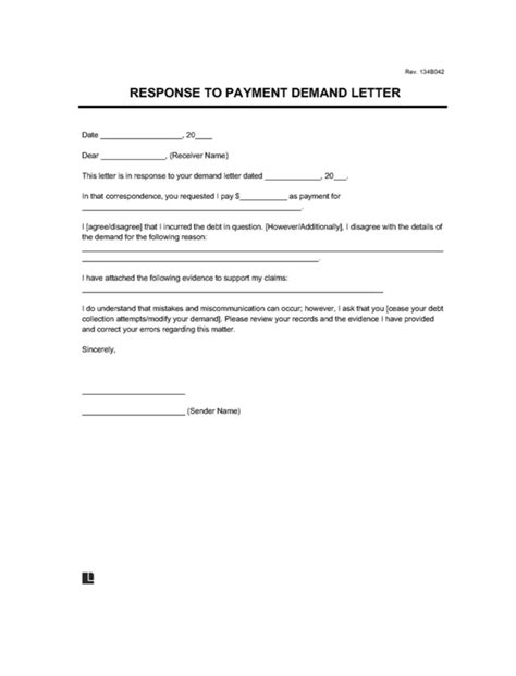 response  demand letter template  word