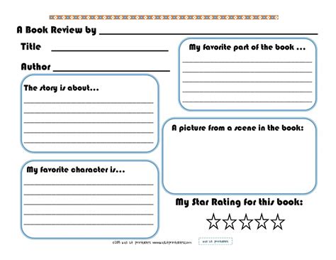 printable book report forms  elementary students  printable