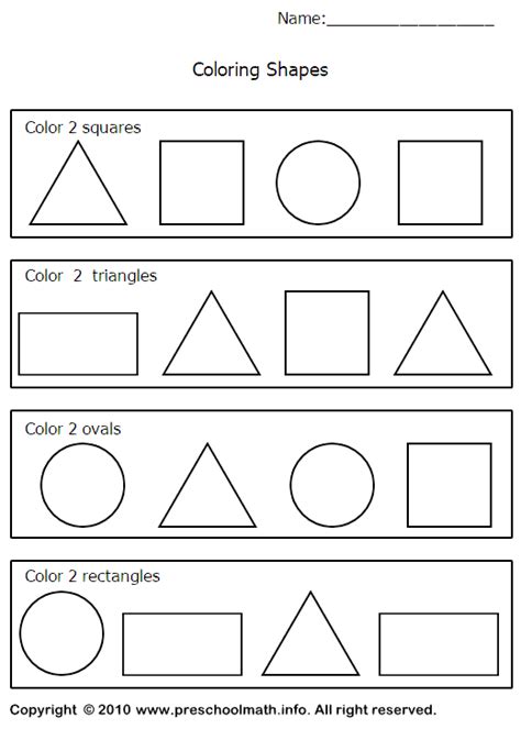 printable shapes worksheets  preschoolers worksheets master