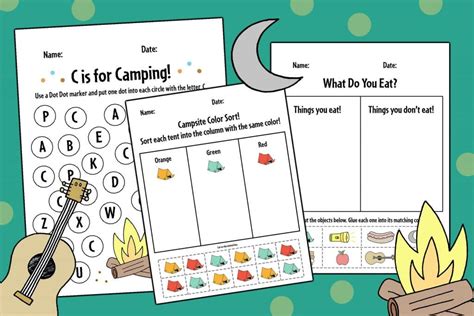 preschool camping theme worksheets  hollydog blog