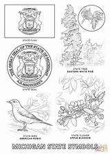 Michigan Coloring State Symbols Printable Pages Flag Crafts Texas sketch template