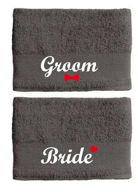 couples towel set bride  groom cm  cm valentines etsy