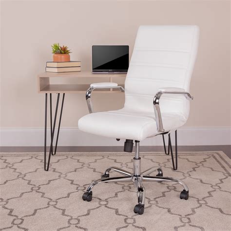 leathersoft office chair  wheels  arms white walmartcom walmartcom