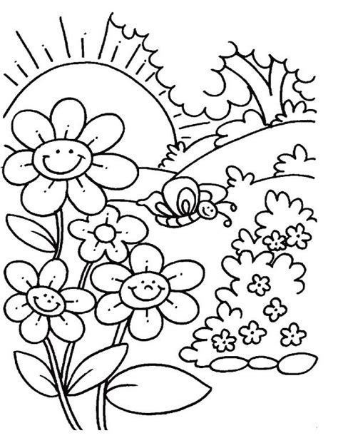 spring coloring sheets  printable spring pinterest