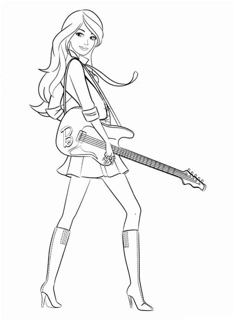barbie loves   guitar coloring pages ferrisquinlanjamal